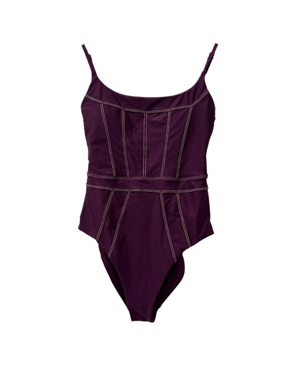 New Becca Women's Size M Aubergine Sheen One-Piece Swimsuit - Picture 2 of 12